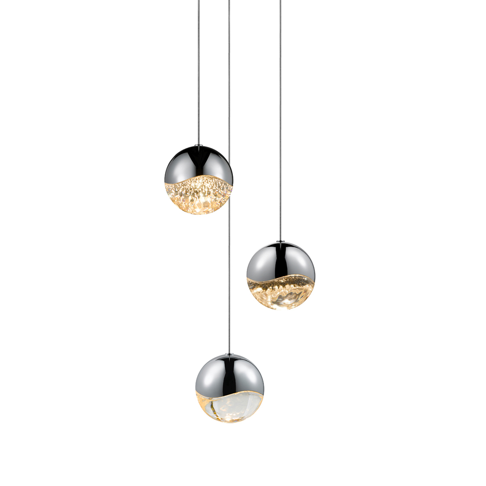 3-Light Round Large LED Pendant