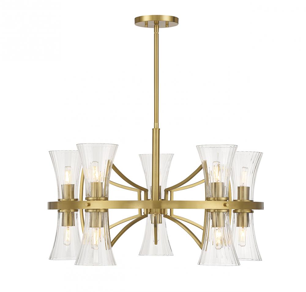 Bennington 10-Light Chandelier in Warm Brass