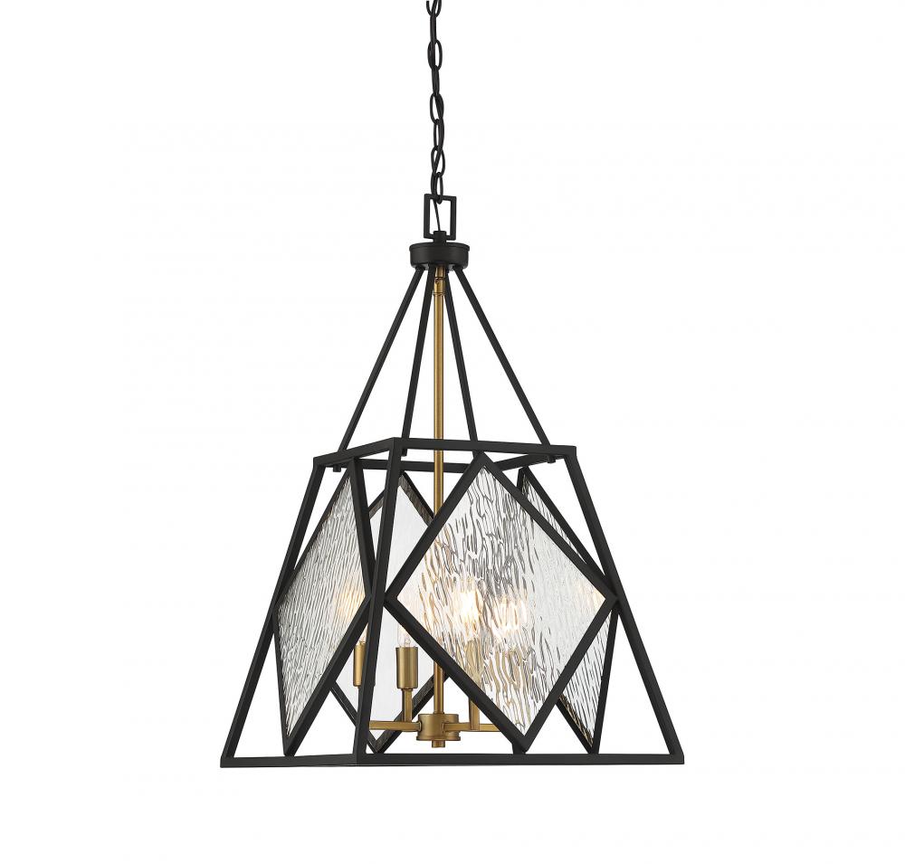 Capella 4-Light Pendant in English Bronze and Warm Brass