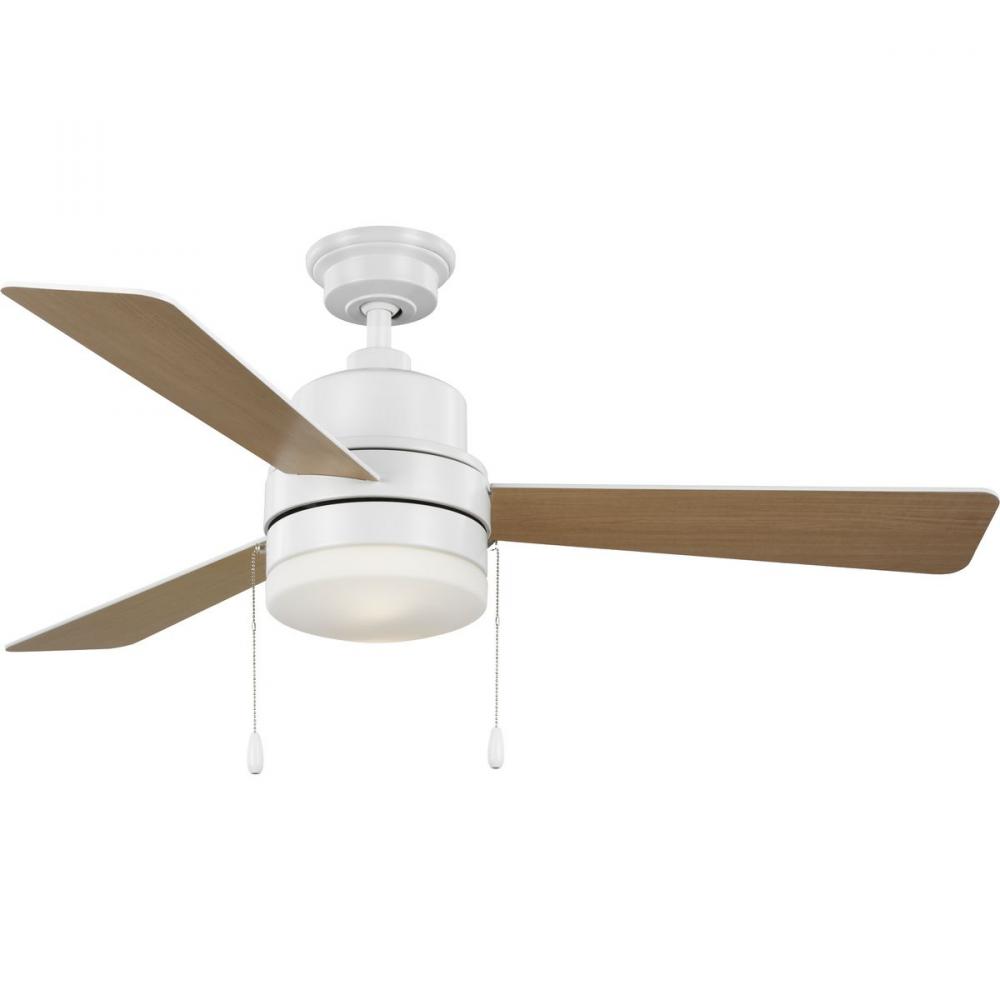 Trevina V 52" 3-Blade Indoor Satin White Modern Ceiling Fan with Light Kit and White Opal Shade
