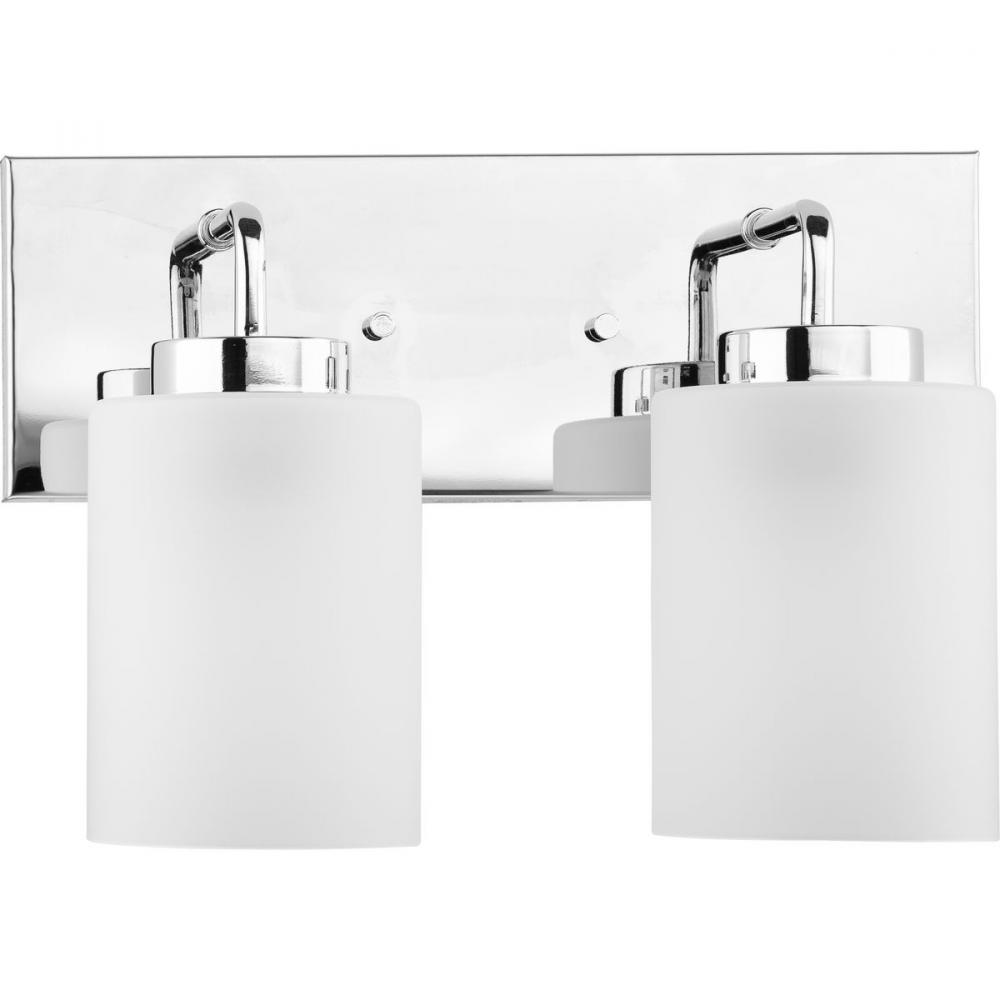 Merry Collection Two-Light Polished Chrome and Etched Glass Transitional Style Bath Vanity Wall Ligh