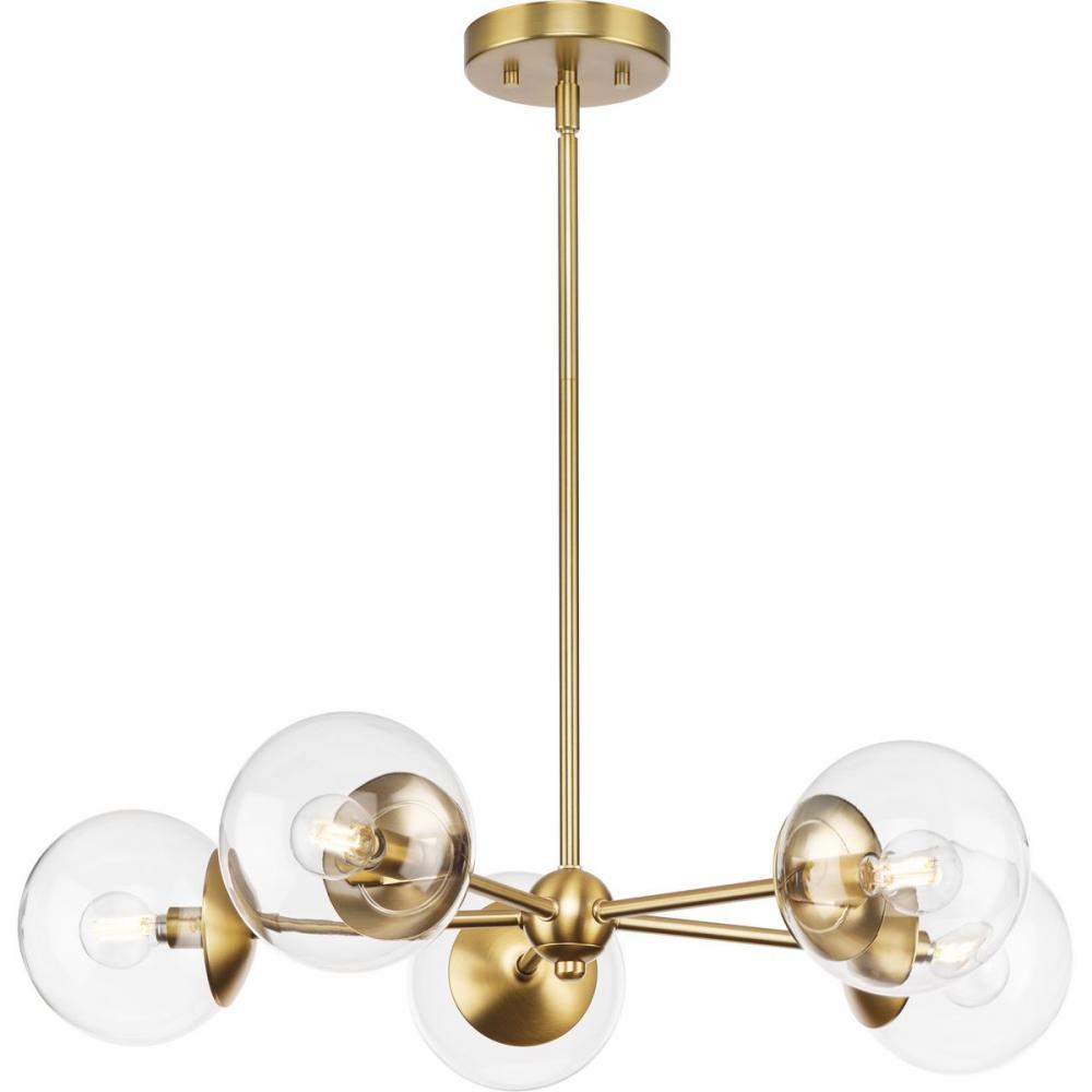 Atwell Collection Five-Light Brushed Bronze Mid-Century Modern Chandelier