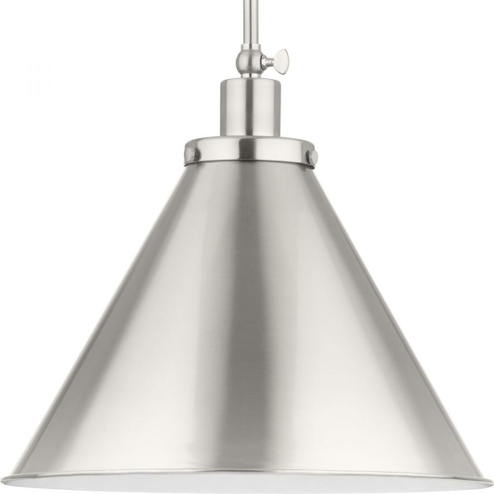 Hinton Collection One-Light Brushed Nickel Modern Farmhouse Pendant