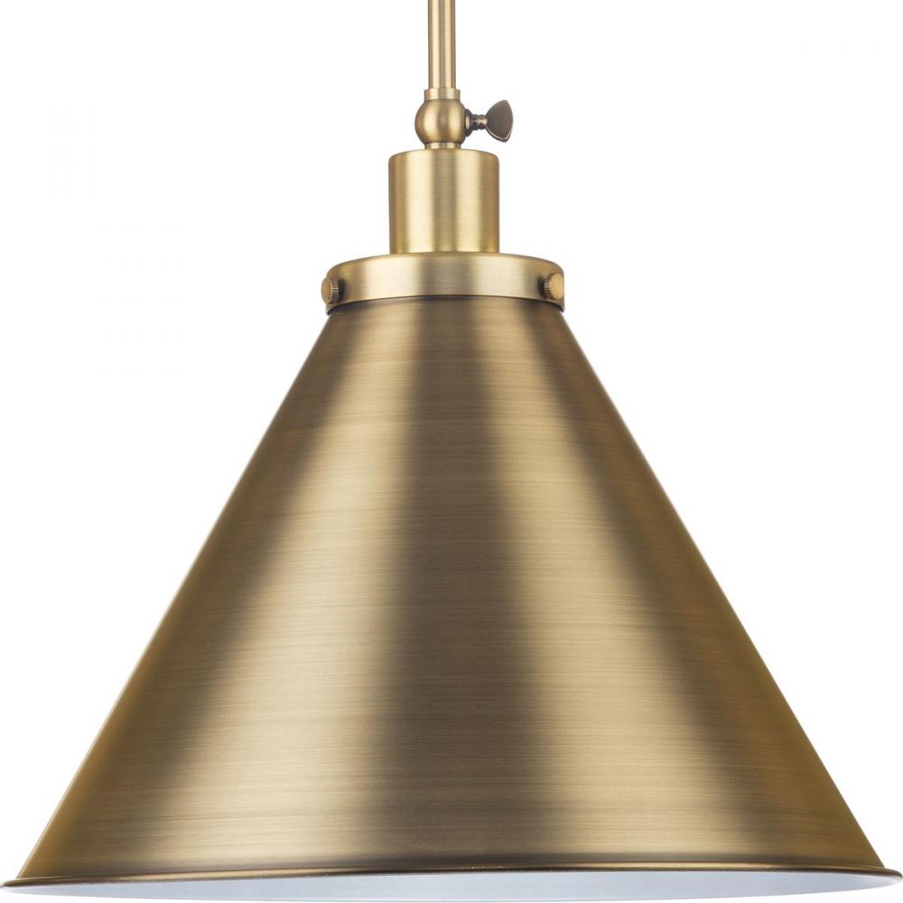 Hinton Collection One-Light Vintage Brass Modern Farmhouse Pendant