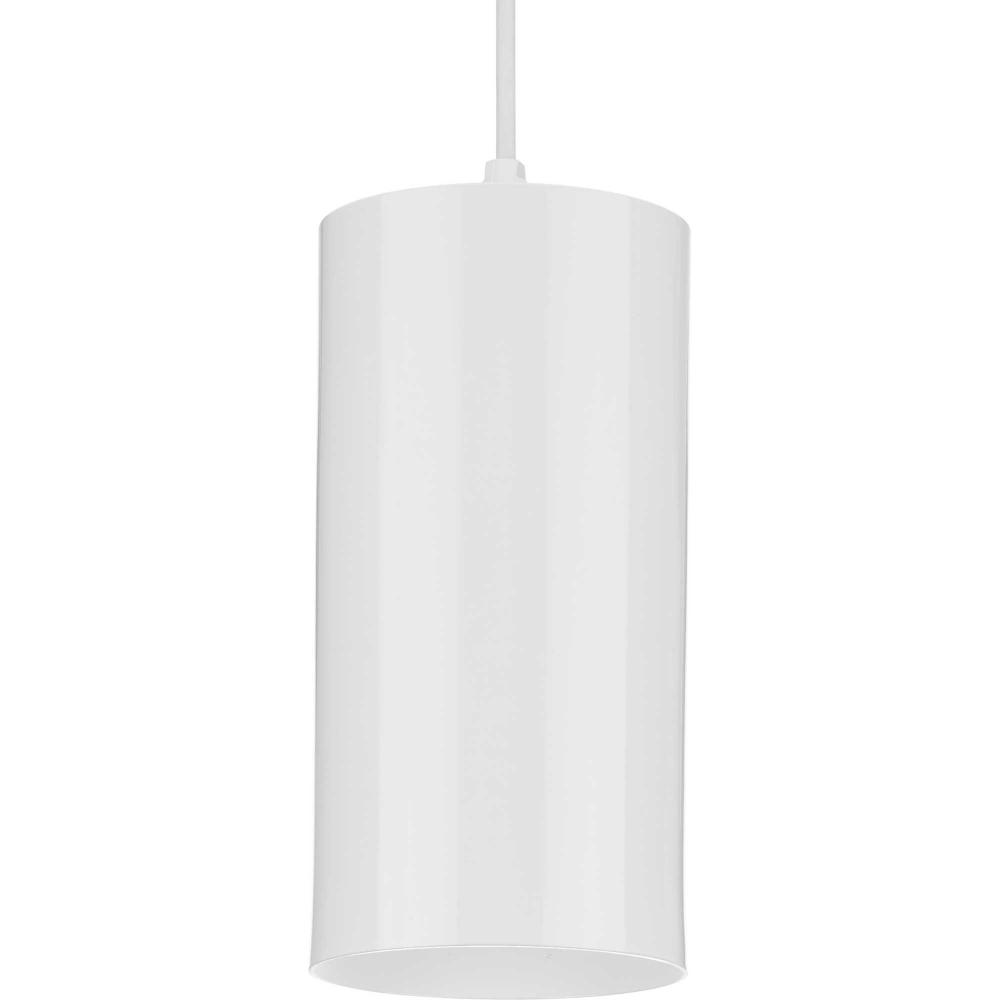 6" White Outdoor Aluminum Cylinder Cord-Mount Hanging Light