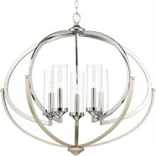 Progress P400117-104 - Evoke Collection Five-Light Polished Nickel Clear Glass Luxe Chandelier Light