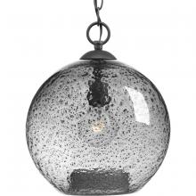 Progress P500063-143 - Malbec Collection One-Light Graphite Smoked Textured Glass Global Pendant Light