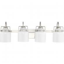 Progress P300441-009 - Fessler Collection Four-Light Brushed Nickel Opal Glass Farmhouse Bath Light