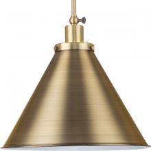 Progress P500385-163 - Hinton Collection One-Light Vintage Brass Modern Farmhouse Pendant