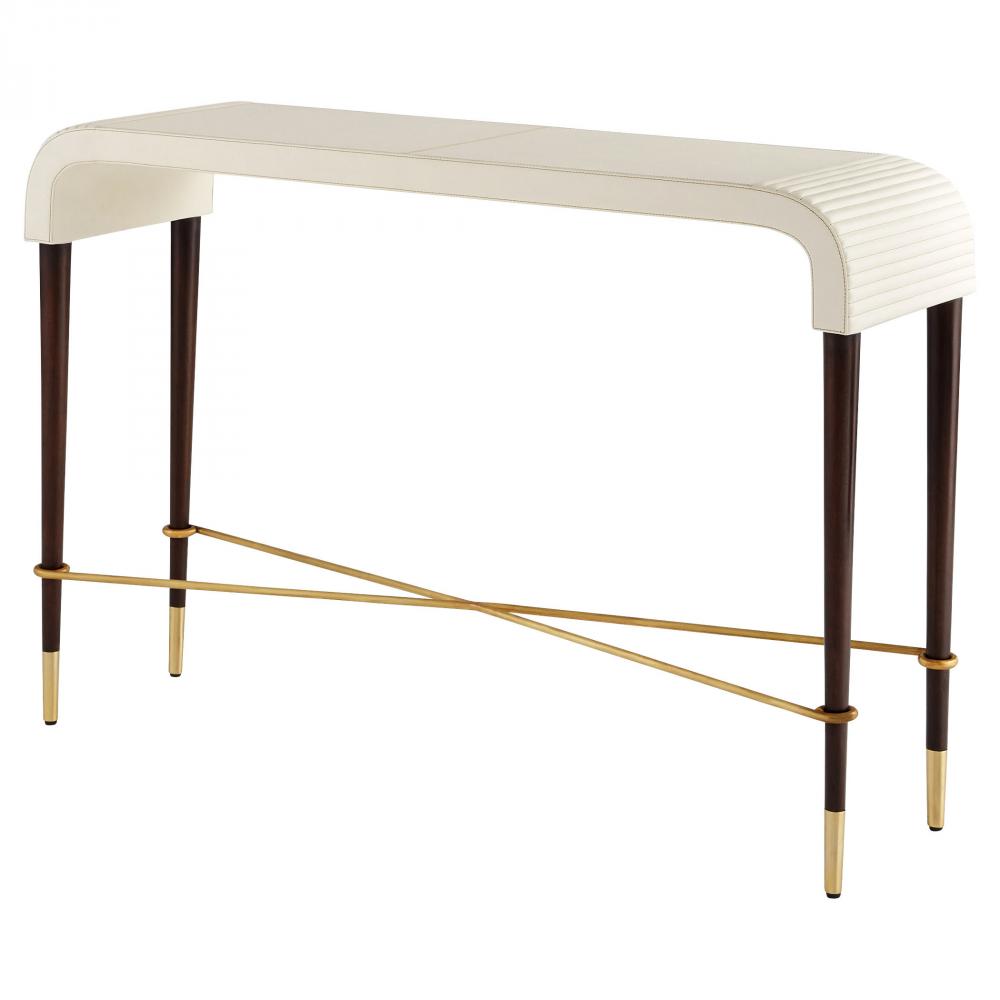 Channel Console Table Off-White Walnut Brass