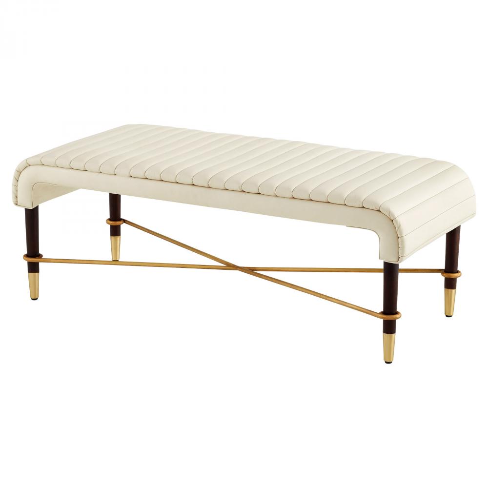 Channel Bench Off-White Walnut Brass