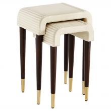 Cyan Designs 12218 - Channel Nesting Tables Off-White Walnut Brass - 2pc set
