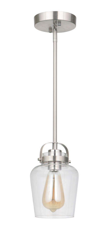 Trystan 1 Light Mini Pendant in Brushed Polished Nickel