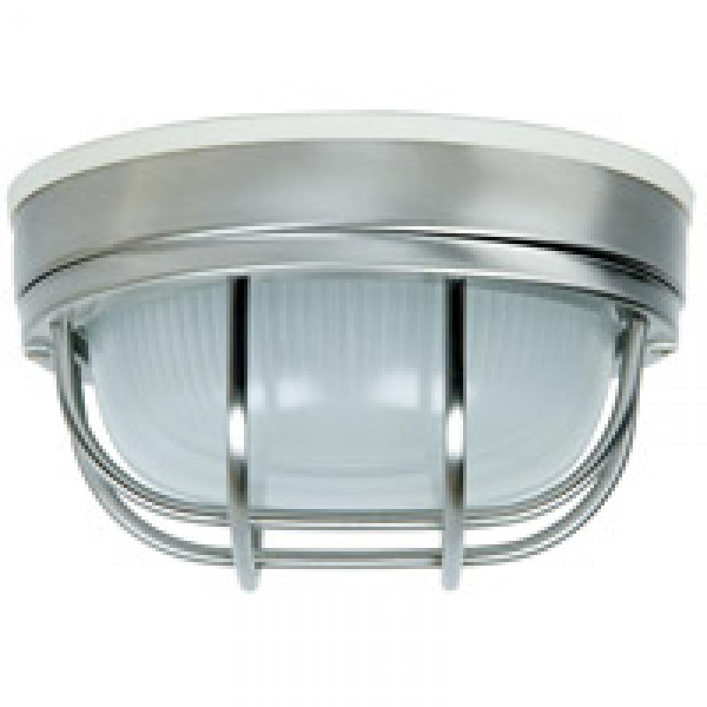 Round Bulkhead 1 Light Small Flush/Wall Mount in Stainless Steel