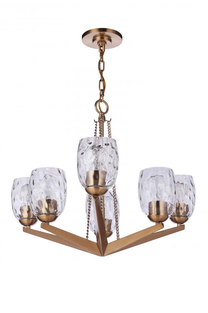 Guiding Star 6 Light Chandelier in Satin Brass