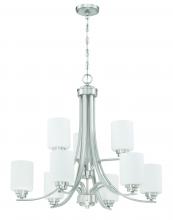 Craftmade 50529-BNK-WG - Bolden 9 Light Chandelier in Brushed Polished Nickel (White Glass)