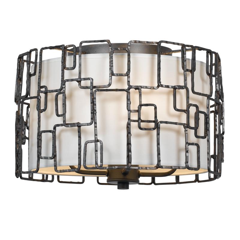 Crystorama Lattice 4 Light Raw Steel Ceiling Mount