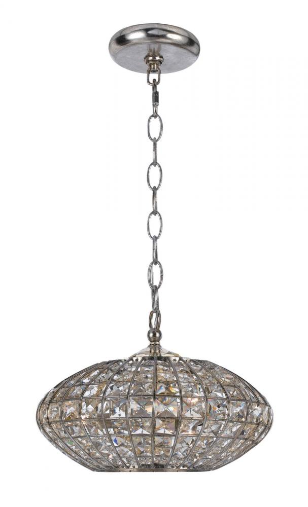 Crystorama Solstice 3 Light Antique Silver Mini Chandelier