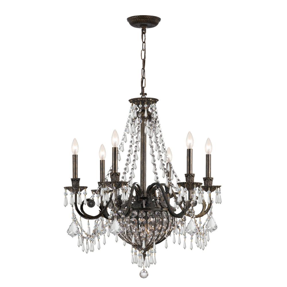 Vanderbilt 6 Light Hand Cut Crystal English Bronze Chandelier