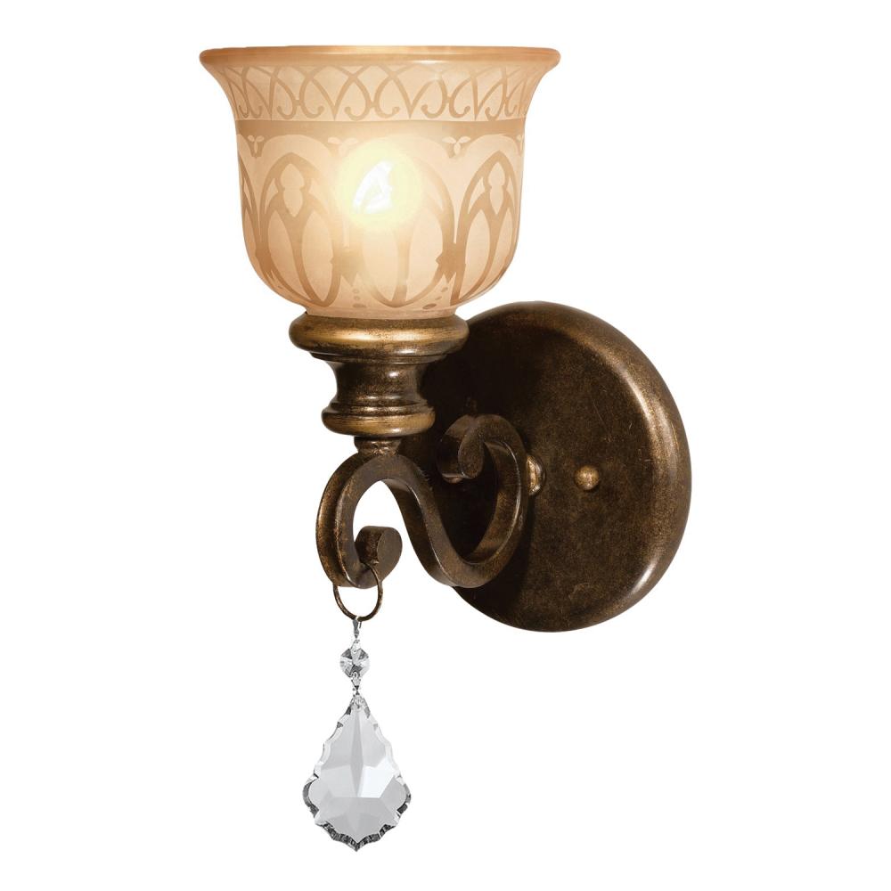 Norwalk 1 Light Clear Crystal Bronze Umber Sconce