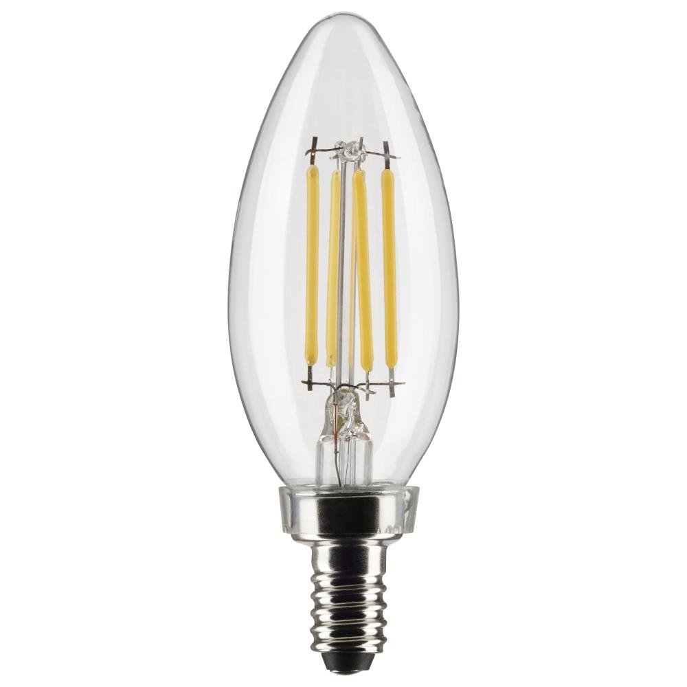 4 Watt B11 LED; Clear; Candelabra base; 90 CRI; 2700K; 120 Volt