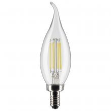 Satco Products Inc. S21296 - 4 Watt CA10 LED; Clear; Candelabra base; 90 CRI; 2700K; 120 Volt