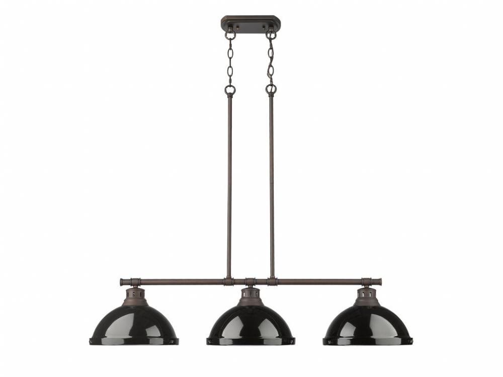 Duncan Small Pendant with Rod in Rubbed Bronze with Clear Glass