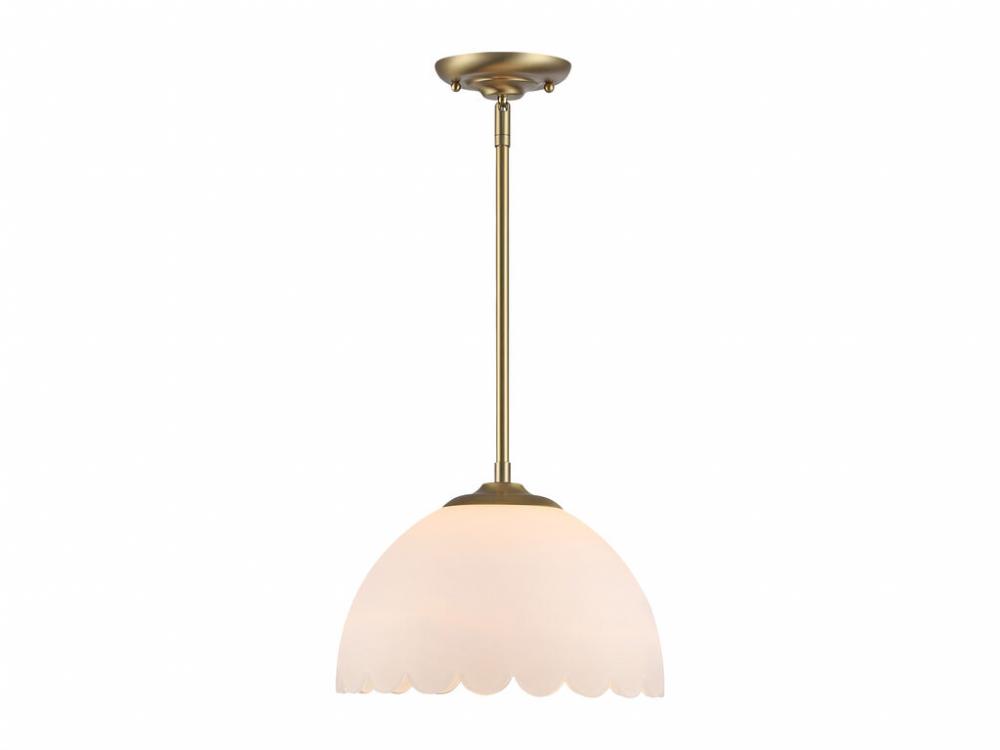 Dorinda 1-Light Pendant in Brushed Champagne Bronze with Opal Glass