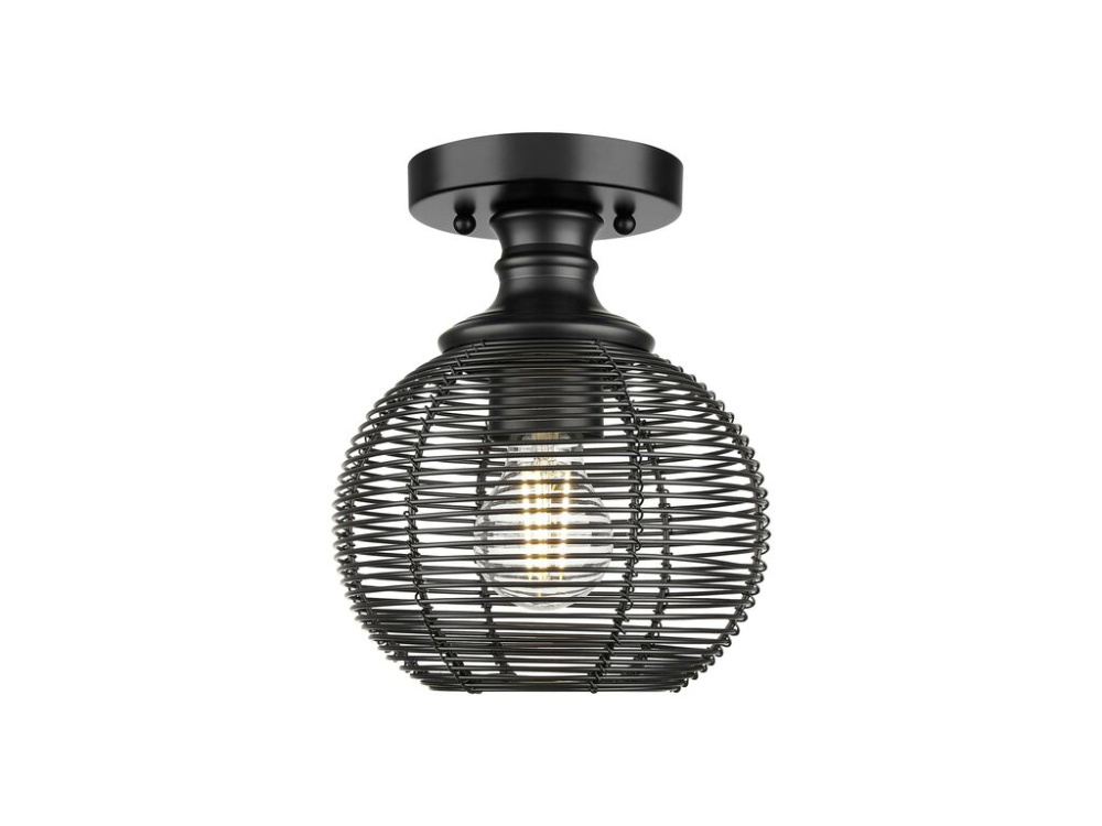 Calypso Semi-Flush in Matte Black with Matte Black Shade