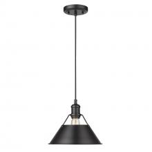 Golden 3306-M BLK-BLK - Orwell BLK Medium Pendant - 10" in Matte Black with Matte Black shade