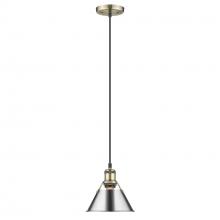 Golden 3306-S AB-CH - Orwell AB Small Pendant - 7" in Aged Brass with Chrome shade
