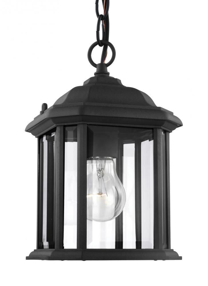 Kent traditional 1-light outdoor exterior semi-flush convertible ceiling hanging pendant in black fi