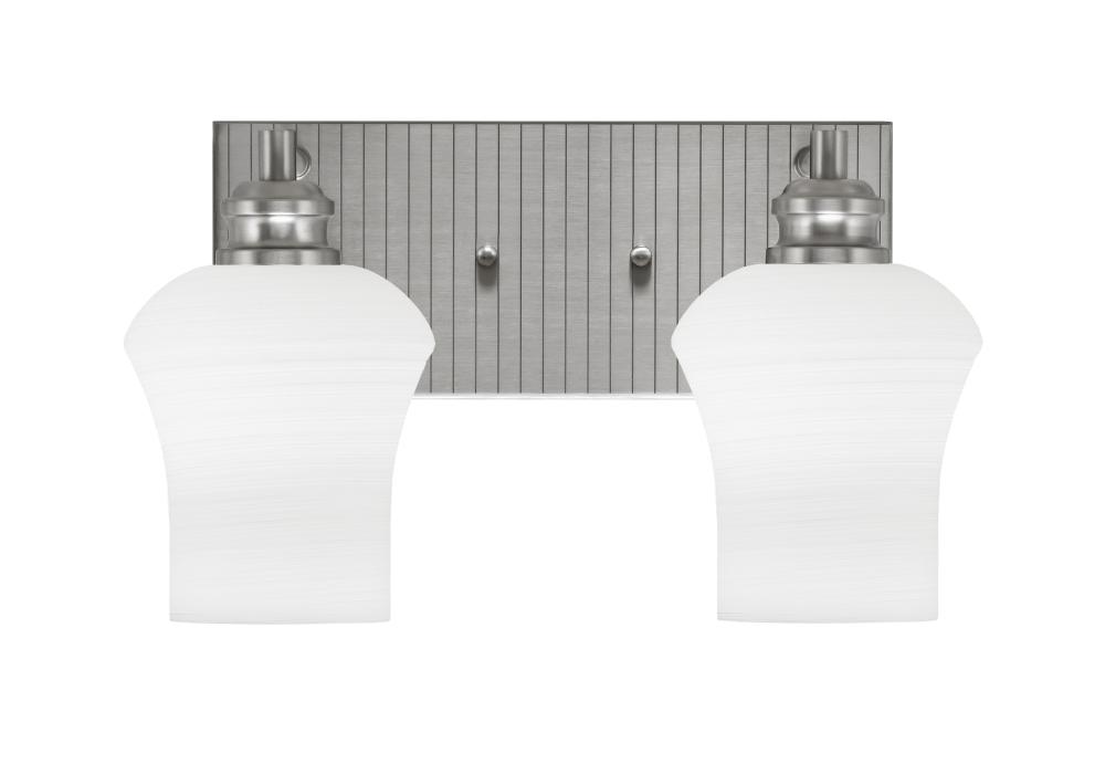 Edge 2 Light Bath Bar, Brushed Nickel Finish, 5.5" Zilo White Linen Glass