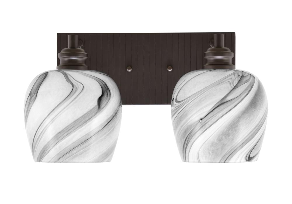 Edge 2 Light Bath Bar, Espresso Finish, 6" Onyx Swirl Glass