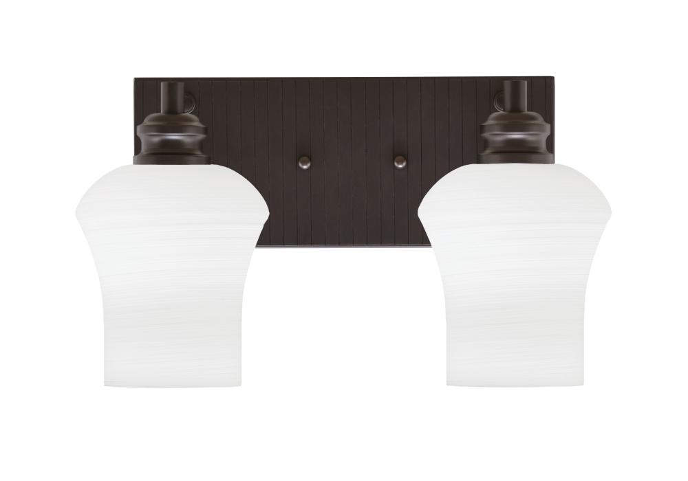 Edge 2 Light Bath Bar, Espresso Finish, 5.5" Zilo White Linen Glass