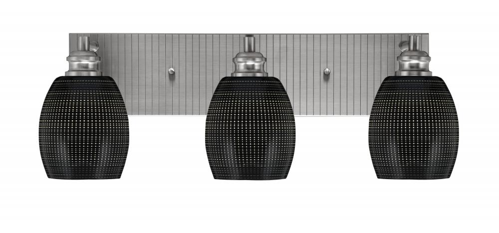 Edge 3 Light Bath Bar, Brushed Nickel Finish, 5" Black Matrix Glass