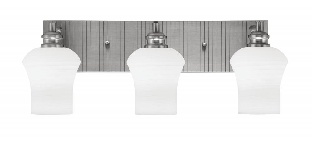 Edge 3 Light Bath Bar, Brushed Nickel Finish, 5.5" Zilo White Linen Glass