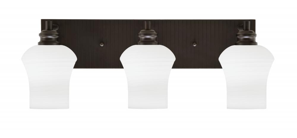 Edge 3 Light Bath Bar, Espresso Finish, 5.5" Zilo White Linen Glass