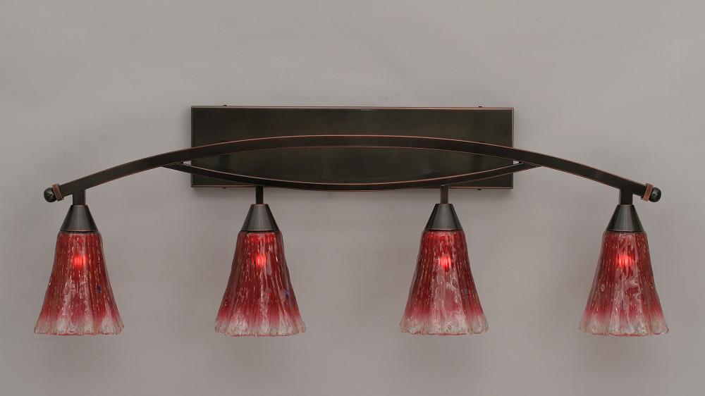 Four Light Black Copper Raspberry Crystal Glass Vanity