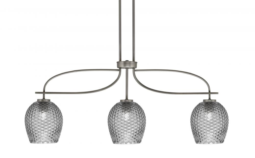 Cavella 3 Light Island Light, Graphite Finish, 7.5" Smoke Textured Glass