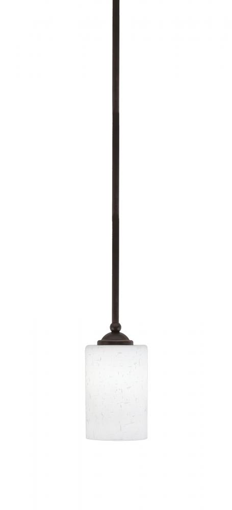 Zilo Stem Hung Mini Pendant, Dark Granite Finish, 4" White Muslin Glass