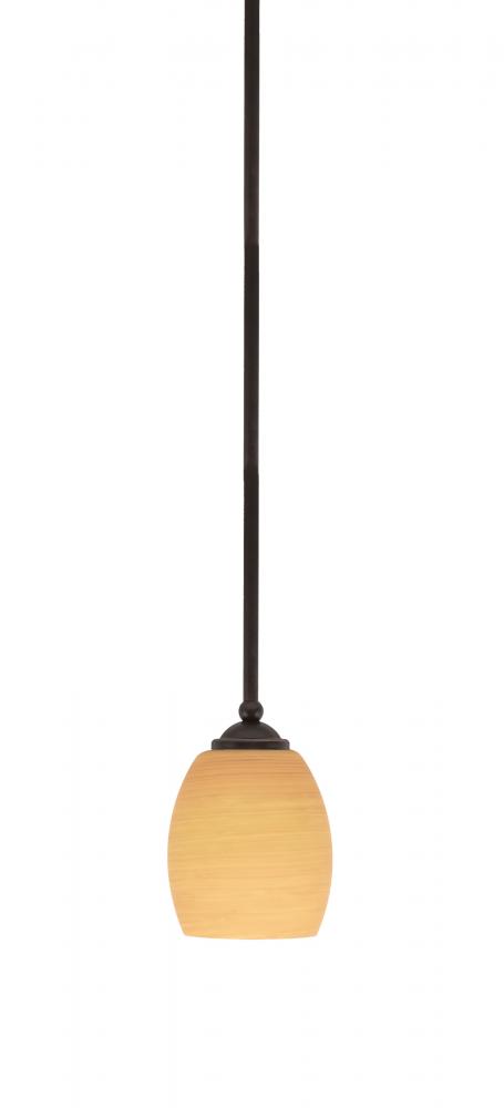 Zilo Stem Hung Mini Pendant, Dark Granite Finish, 5" Cayenne Linen Glass