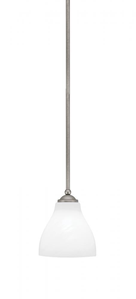 Zilo Stem Mini Pendant, Graphite Finish, 6.25" White Marble Glass