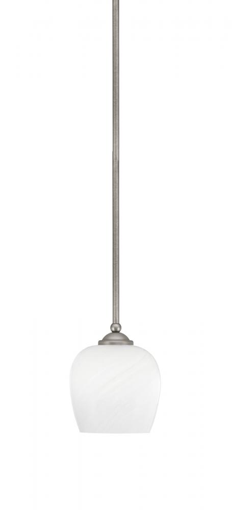 Zilo Stem Mini Pendant, Graphite Finish, 6" White Marble Glass