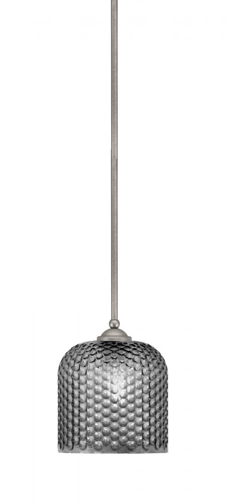 Zilo Stem Mini Pendant, Graphite Finish, 7" Smoke Textured Glass