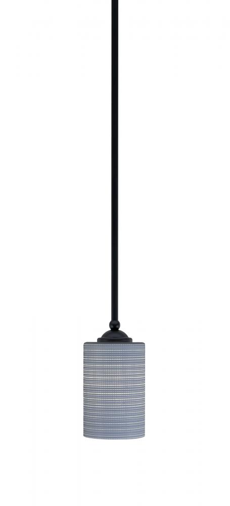 Zilo Stem Mini Pendant, Matte Black Finish, 4" Gray Matrix Glass