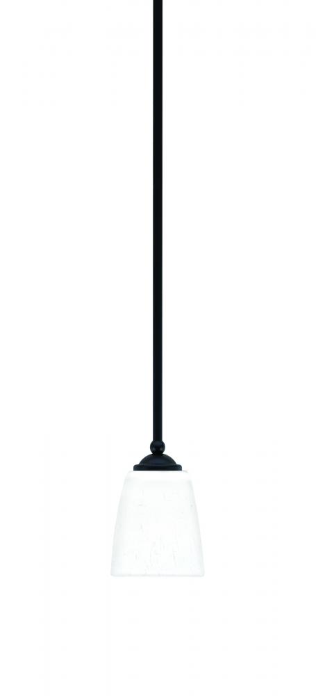 Zilo Stem Mini Pendant, Matte Black Finish, 4.5" Square White Muslin Glass