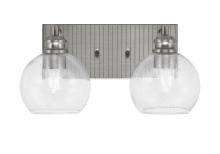 Toltec Company 1162-BN-4100 - Edge 2 Light Bath Bar, Brushed Nickel Finish, 5.75" Clear Bubble Glass