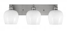 Toltec Company 1163-BN-4811 - Edge 3 Light Bath Bar, Brushed Nickel Finish, 6" White Marble Glass