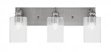 Toltec Company 1163-BN-530 - Edge 3 Light Bath Bar, Brushed Nickel Finish, 4" Square Clear Bubble Glass